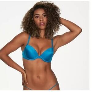 Fredericks of Hollywood Exxtreme Cleavage Bra Push Up Blue 32C New